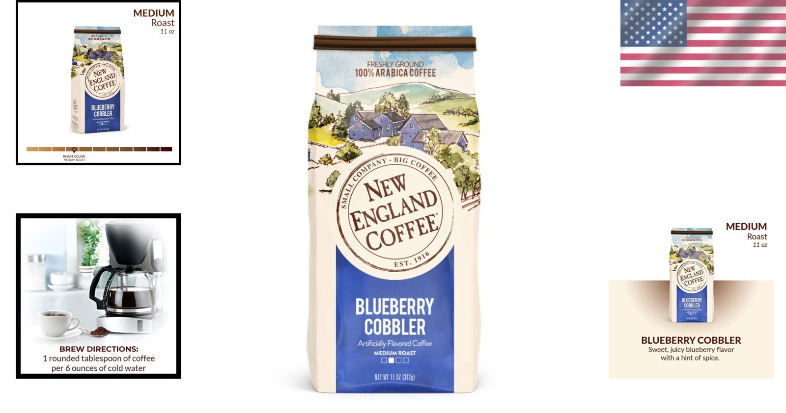 Delicious Blueberry Cobbler Coffee 11oz Ground 100 Percent Arabica Blend
