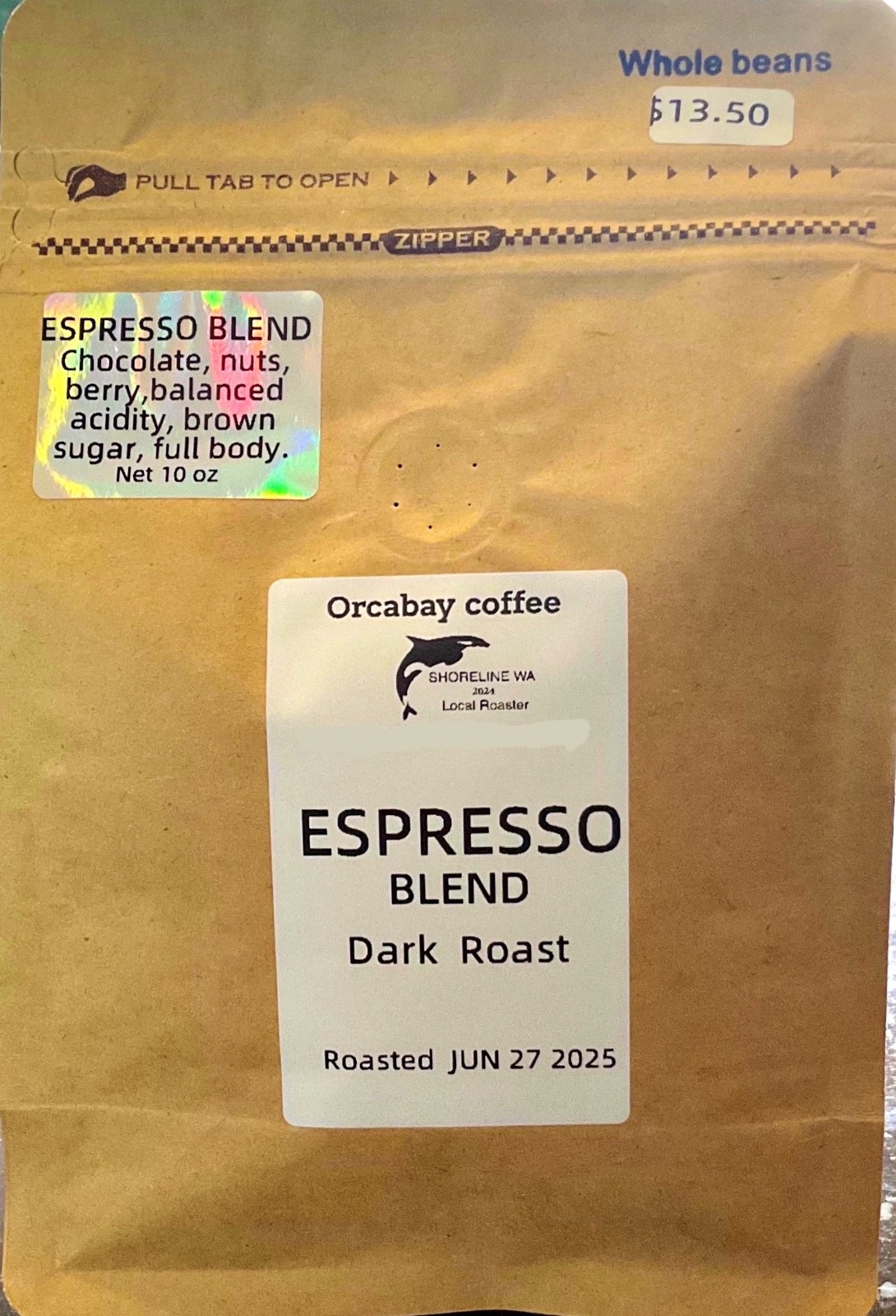 Orcabay roasted coffee beans 10oz espresso blend fresh medium dark light