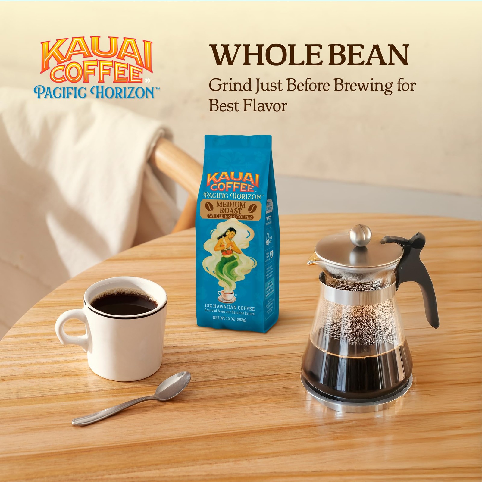 Kauai Coffee Whole Bean – Smooth, Non-Bitter Pure 10 Ounce (Pack of 1)