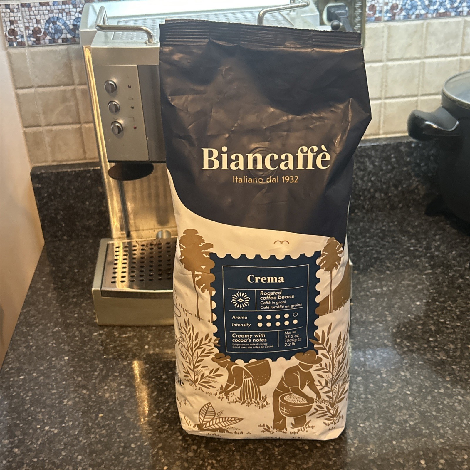 Biancaffè Espresso Crema Whole Beans Coffee 2.2.Lb Creamy With Cocoa’s Notes