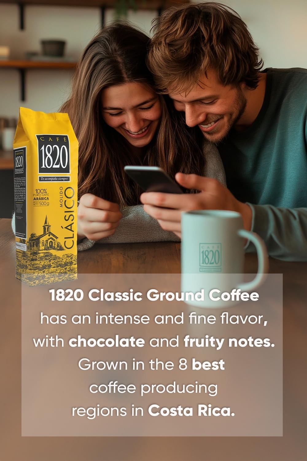 Café 1820 Ground Coffee Classic Costa Rica Gourmet Arabica 18 oz