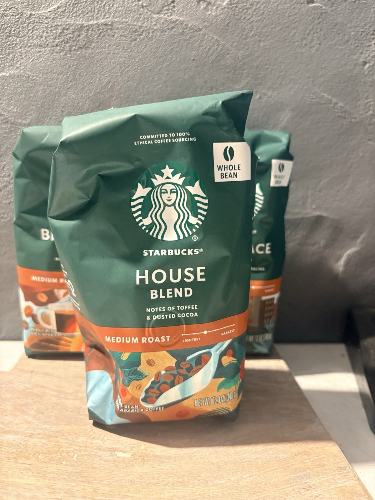 Lot of 3 Starbucks House Blend Medium Roast Whole Bean Coffee 12oz Bags
