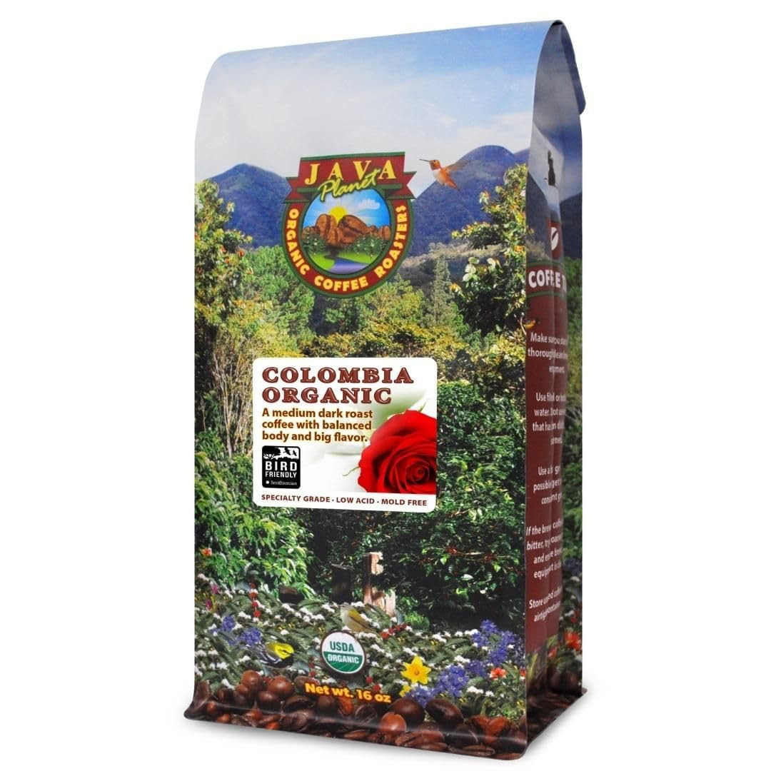 2PACK Java Planet Organic Coffee Beans Whole, Medium Dark Roast 16 Oz EXP:02/27