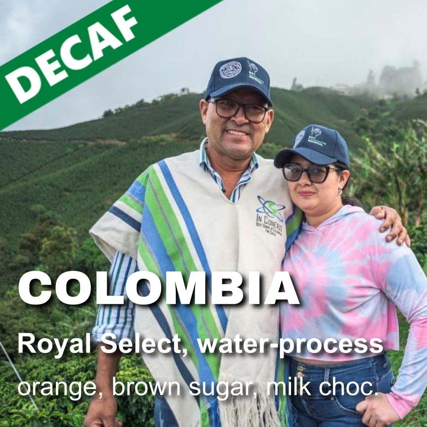 Colombia DECAF unroasted green coffee, Royal Select mountain-water process, 4lbs