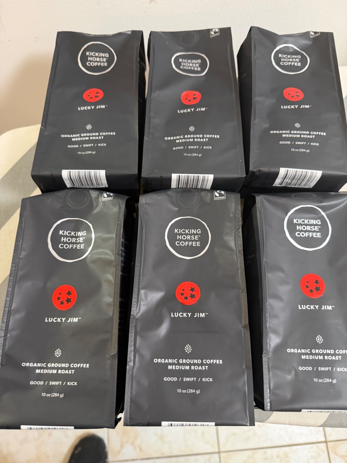 6-Kicking Horse Coffee Lucky Jim Medium Roast Ground coffee10oz Organic .