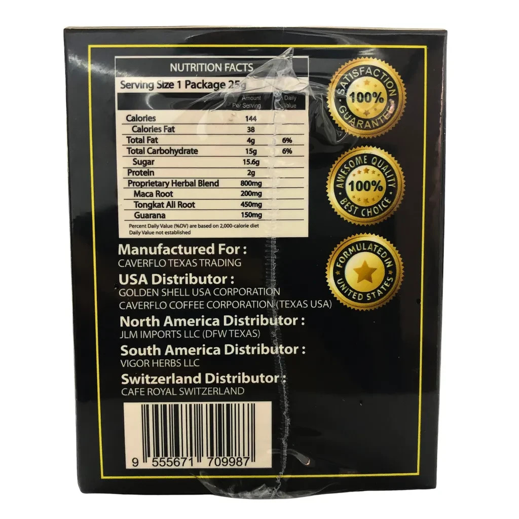 CaverFlo Natural Herbal Instant Coffee for Men Stamina 1 Box EXP 07/27 Free Ship