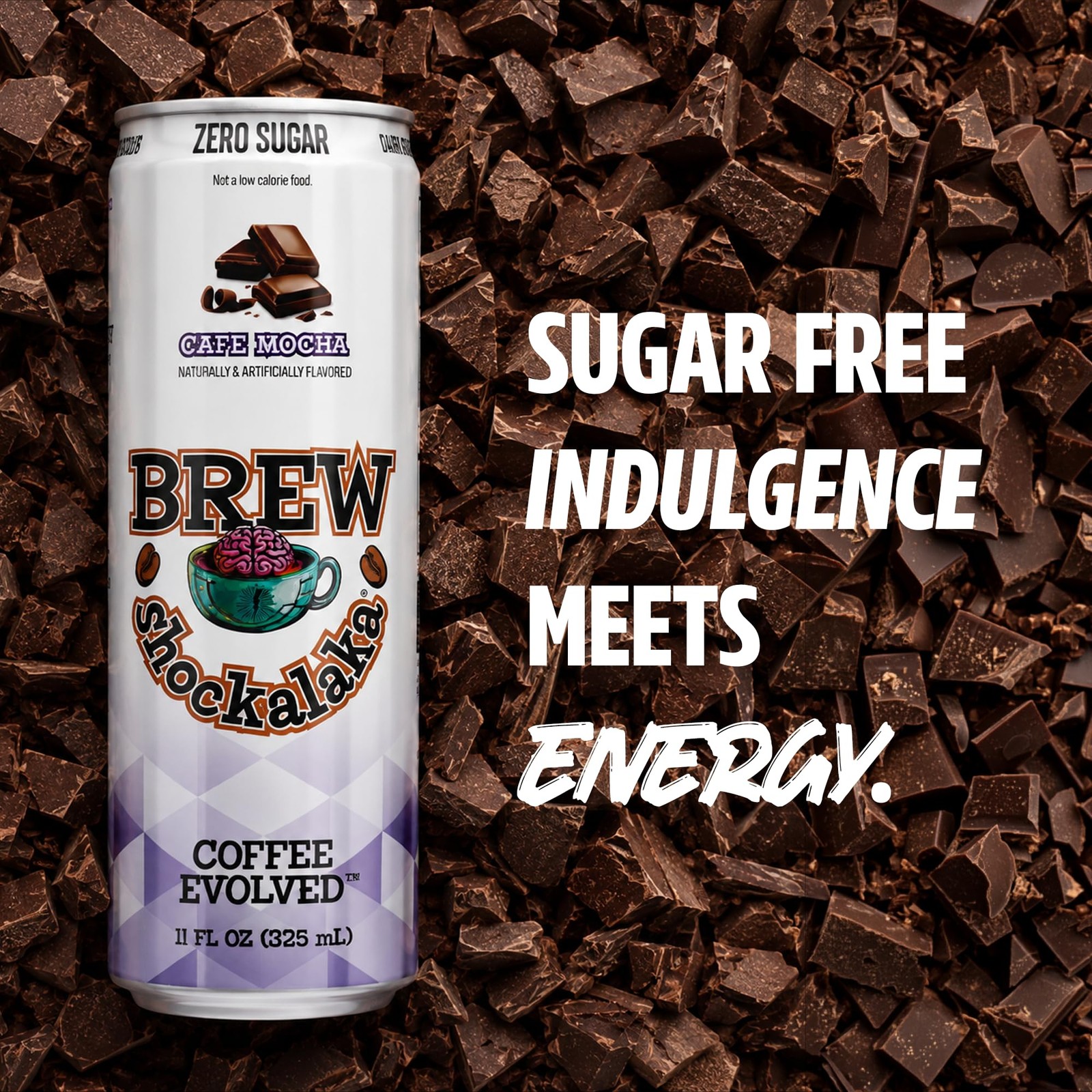 Brew Shockalaka Cafe Mocha Coffee RTD Zero Sugar 11 FL OZ 12 Pack
