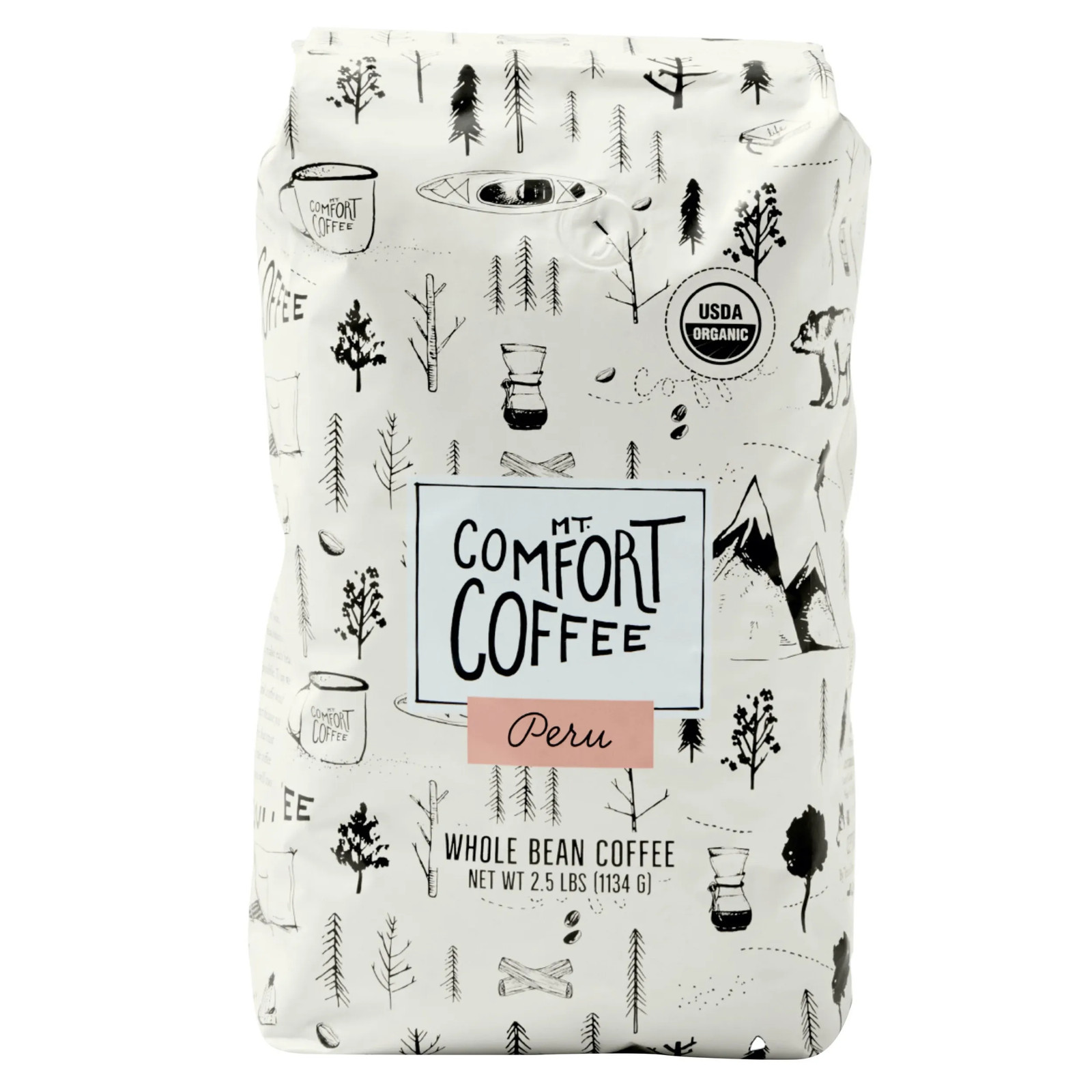 MT Comfort Organic Peru Coffee, Medium Roast, Whole Bean, 2.5 lbs