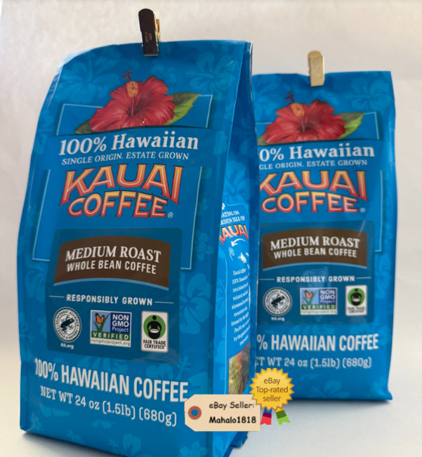 2 Bags – 1.5 lb. Kauai Coffee 100% Hawaiian Medium Roast Whole Bean