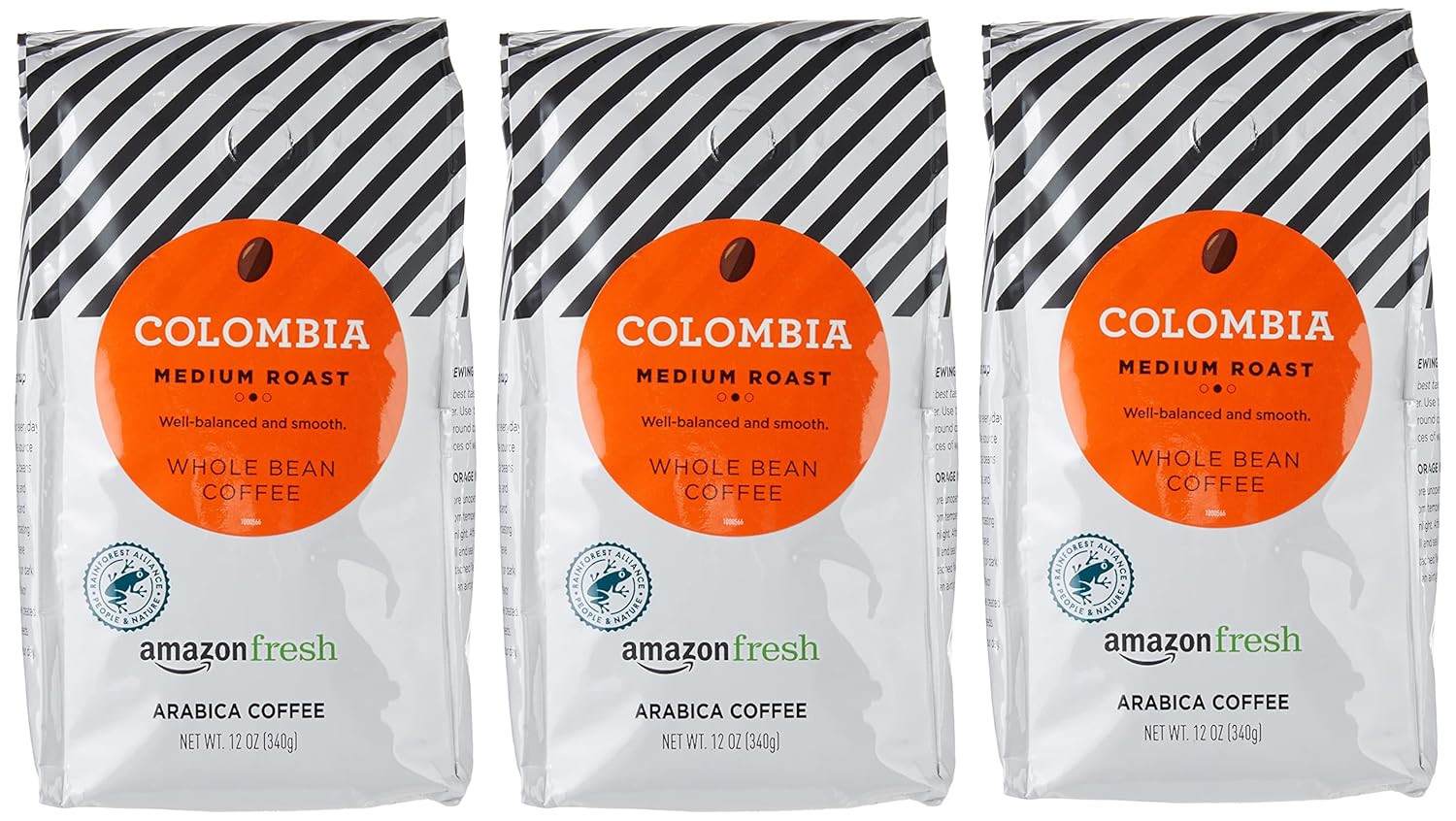 Colombia Whole Bean Coffee, Medium Roast, 12 Ounce (Pack of 3)