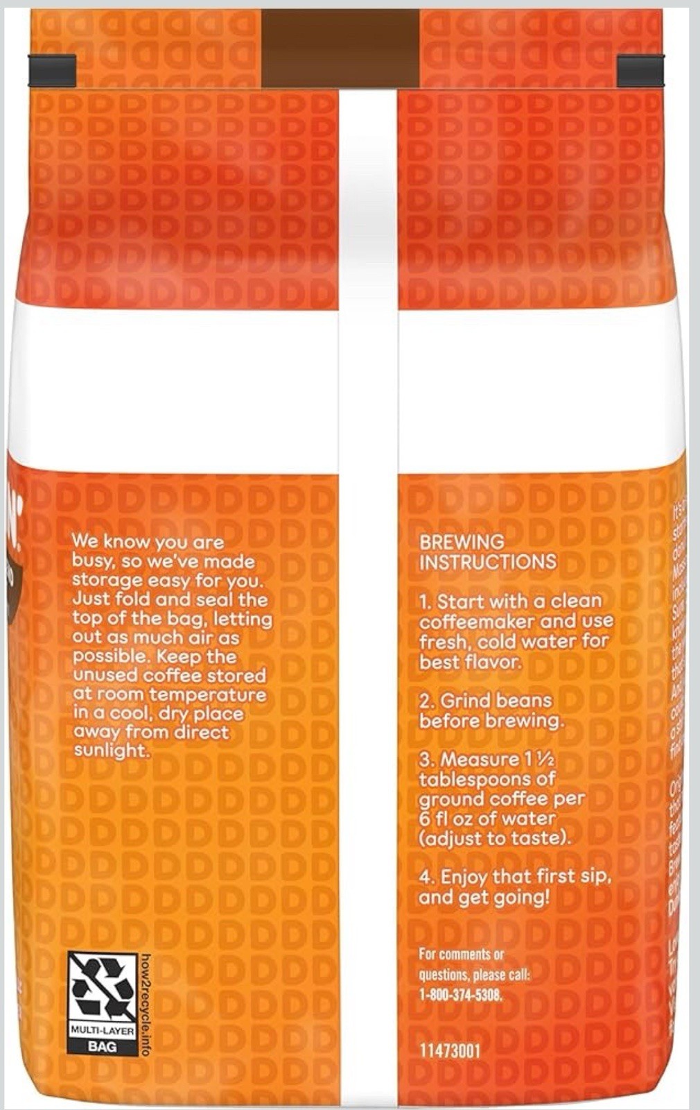 Dunkin Original Blend Medium Roast Whole Bean Coffee NOT 16oz It’s 18oz. 1LB 2OZ