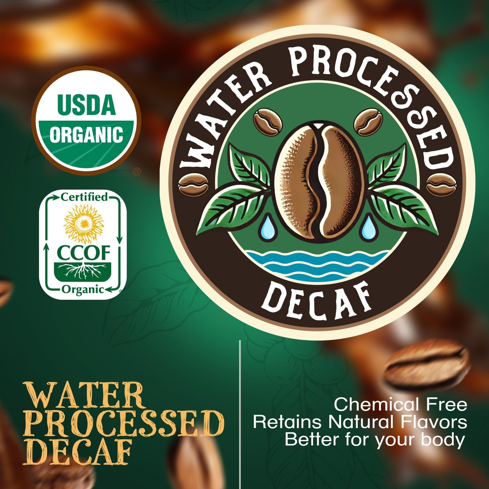 Organic Coffee Half-Caff 50/50 French Roast, Whole Bean, 16 Oz – Bold Flavor