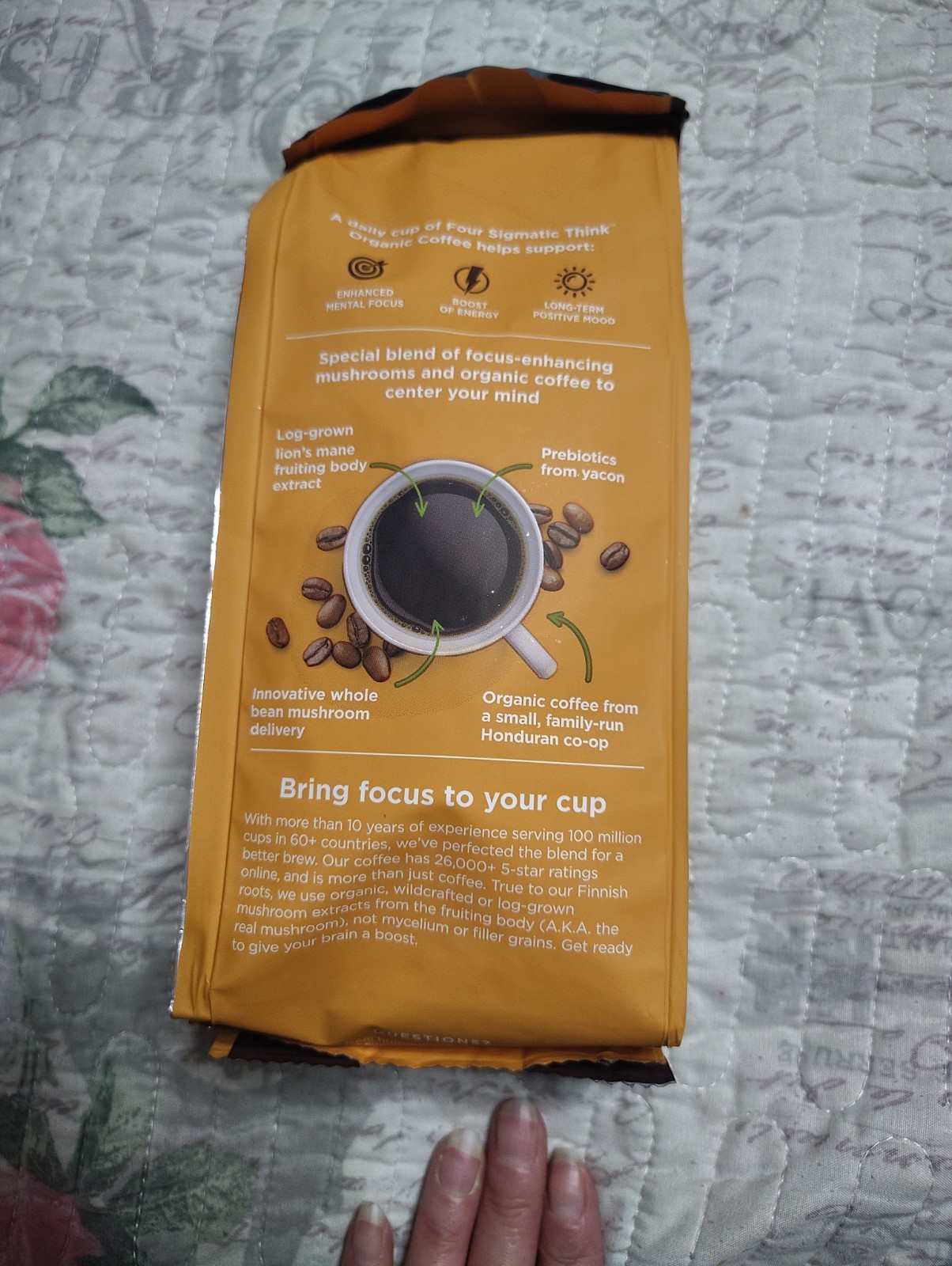 Four Sigmatic Think Organic Coffee Lions Mane Shroom Whole Bean 12oz Exp 07/2026