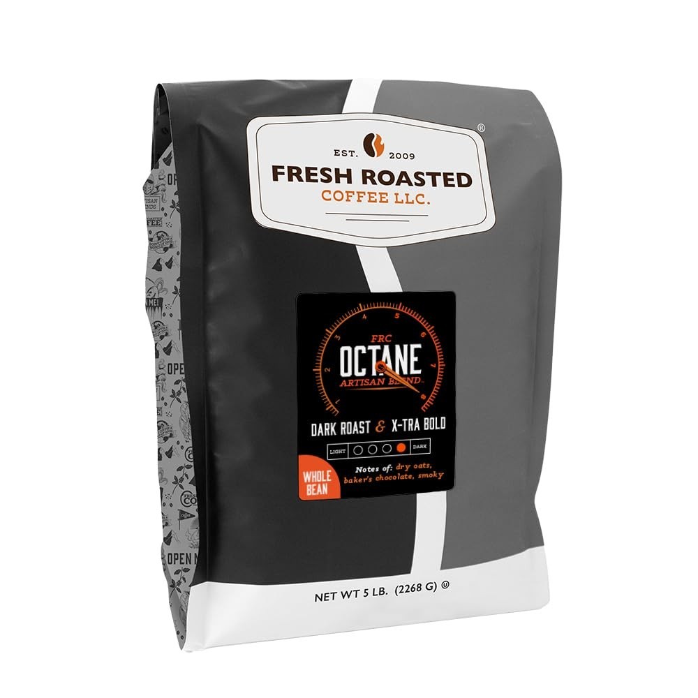 Fresh Roasted Dark Roast Whole Bean Coffee, Kosher, 5 lb Bag, Bold Flavor