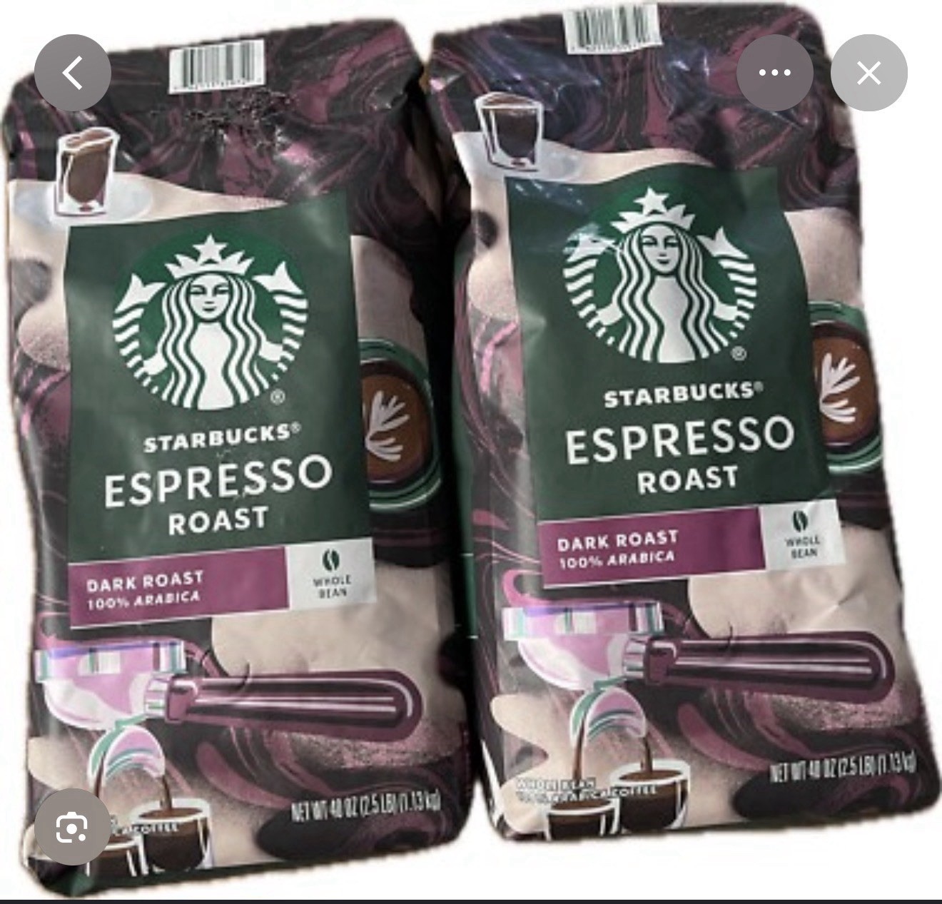 Starbucks Espresso Roast Dark Roast 100% Arabica Whole Bean 2-Pack 40 oz