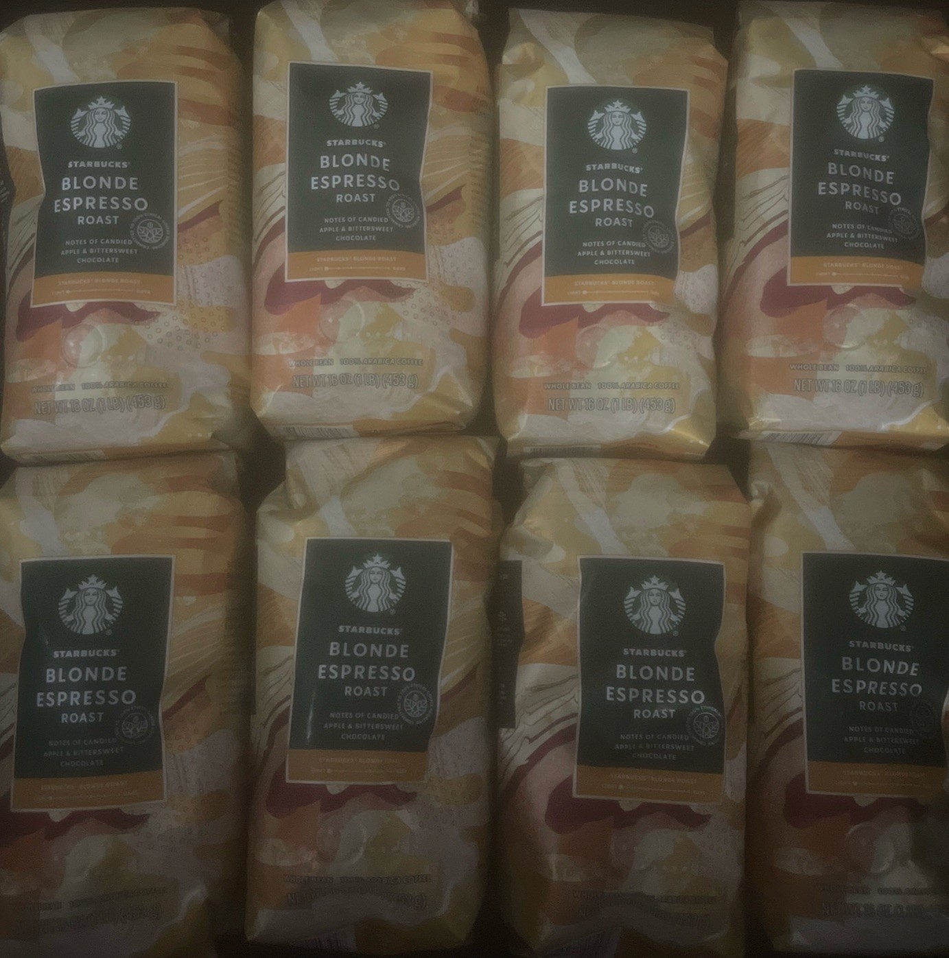 8 BAGS 8X New Starbucks Blonde Espresso Roast Whole Bean- 8Lbs SEALED EXP 10/26
