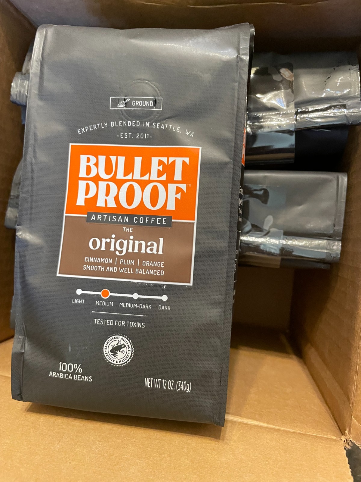 6 Pack Bulletproof Original Medium Roast Ground Coffee 12 oz 100% Arabica 2/2027