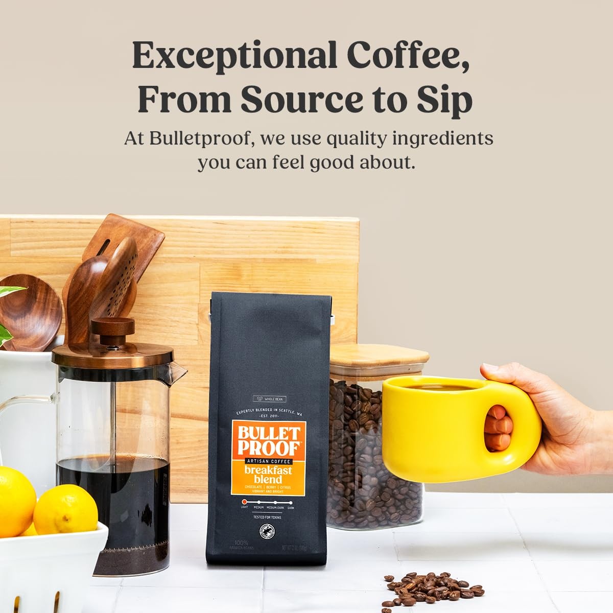 Bulletproof Breakfast Blend Light Roast Whole Bean 12 Ounce (Pack of 1)
