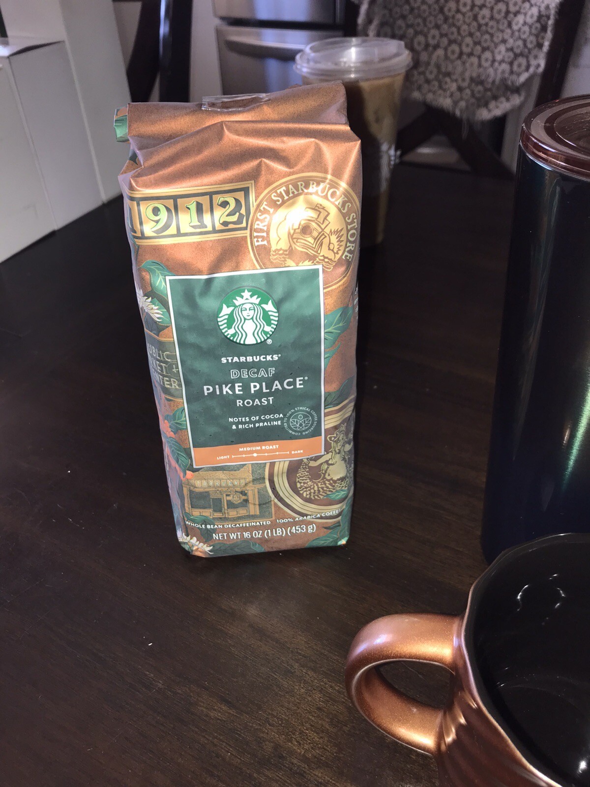 Starbucks Pike Place Decaf Coffee Pound Whole Coffee Beans