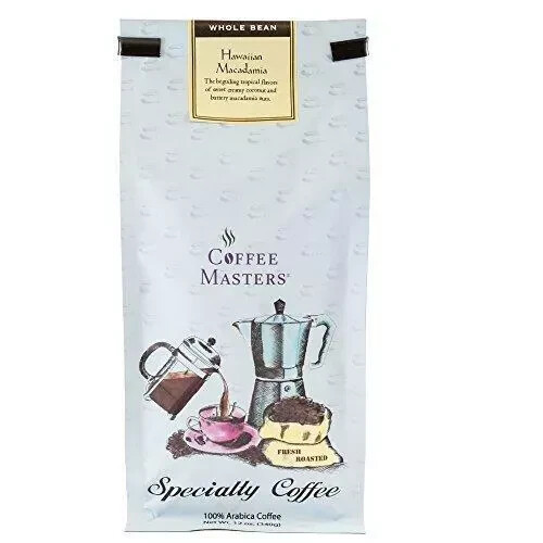 COFFEE , Masters Flavored Coffee, Hawaiian Macadamia, Whole Bean, 12-Ounce Bags