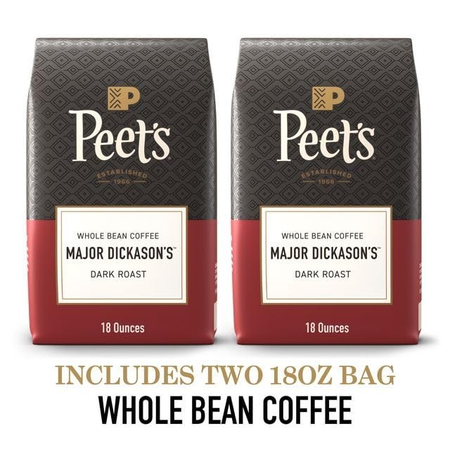 Dark Roast Whole Bean Coffee – Major Dickason’s Blend, 18 Ounce Bag Pack of 2