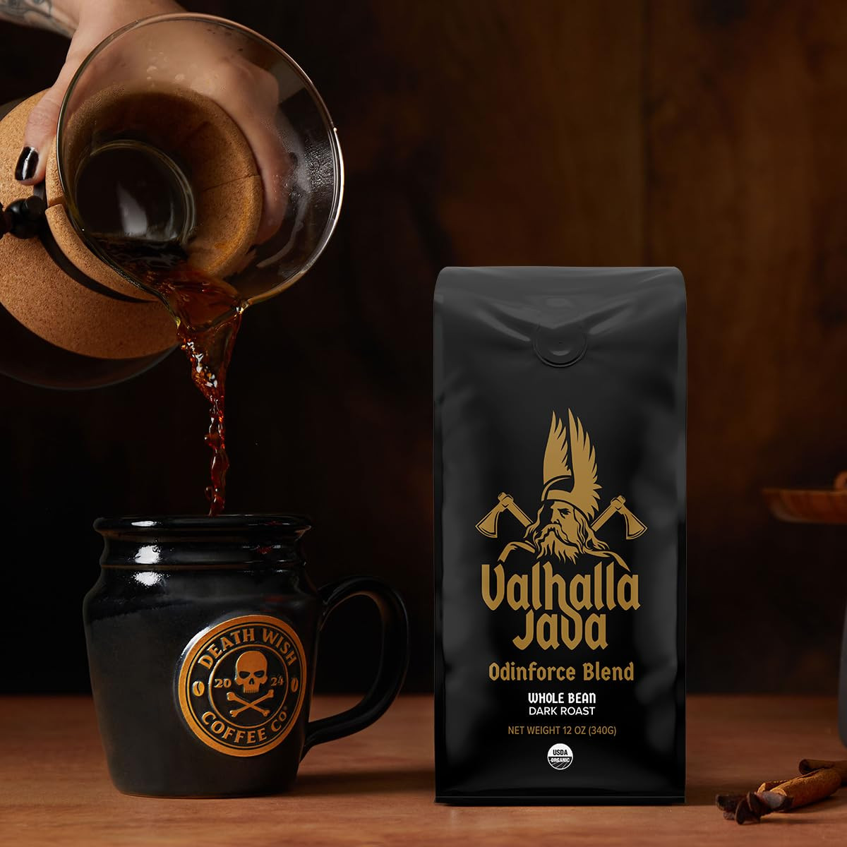Death Wish Coffee, Valhalla Java Odinforce Blend Whole Bean, USDA Organic and Fa