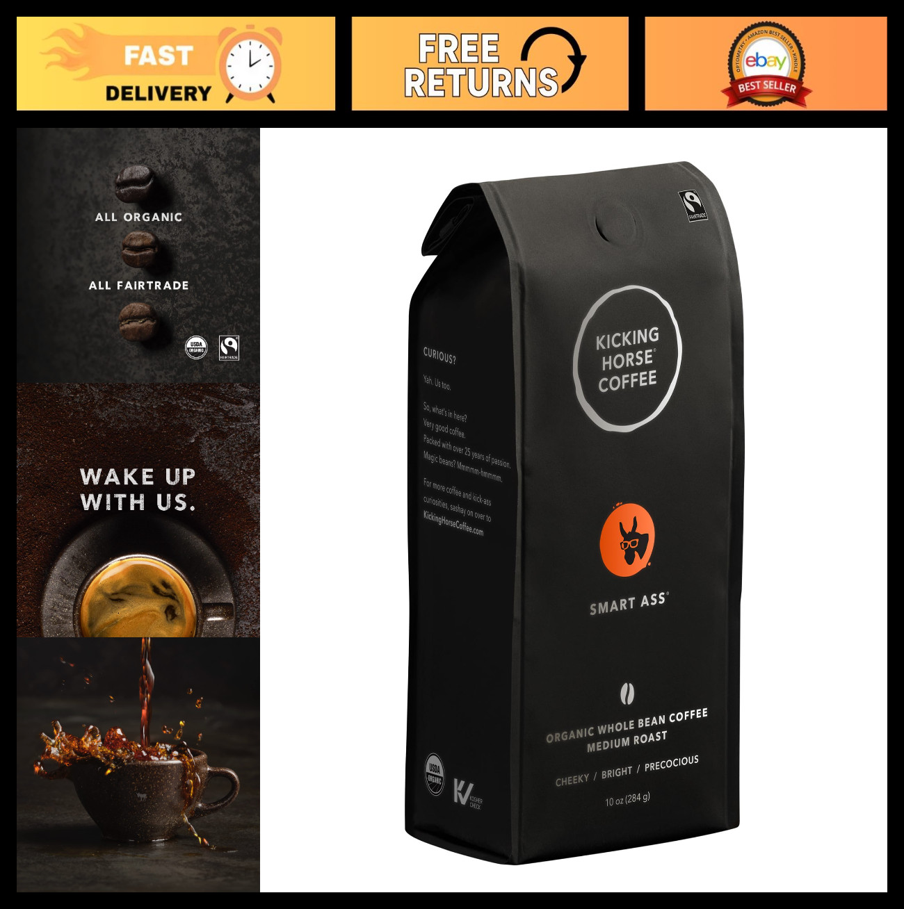 Medium Roast Whole Bean Coffee – Smart Ass Blend, 10 oz, Bold Flavor, Freshly Ro