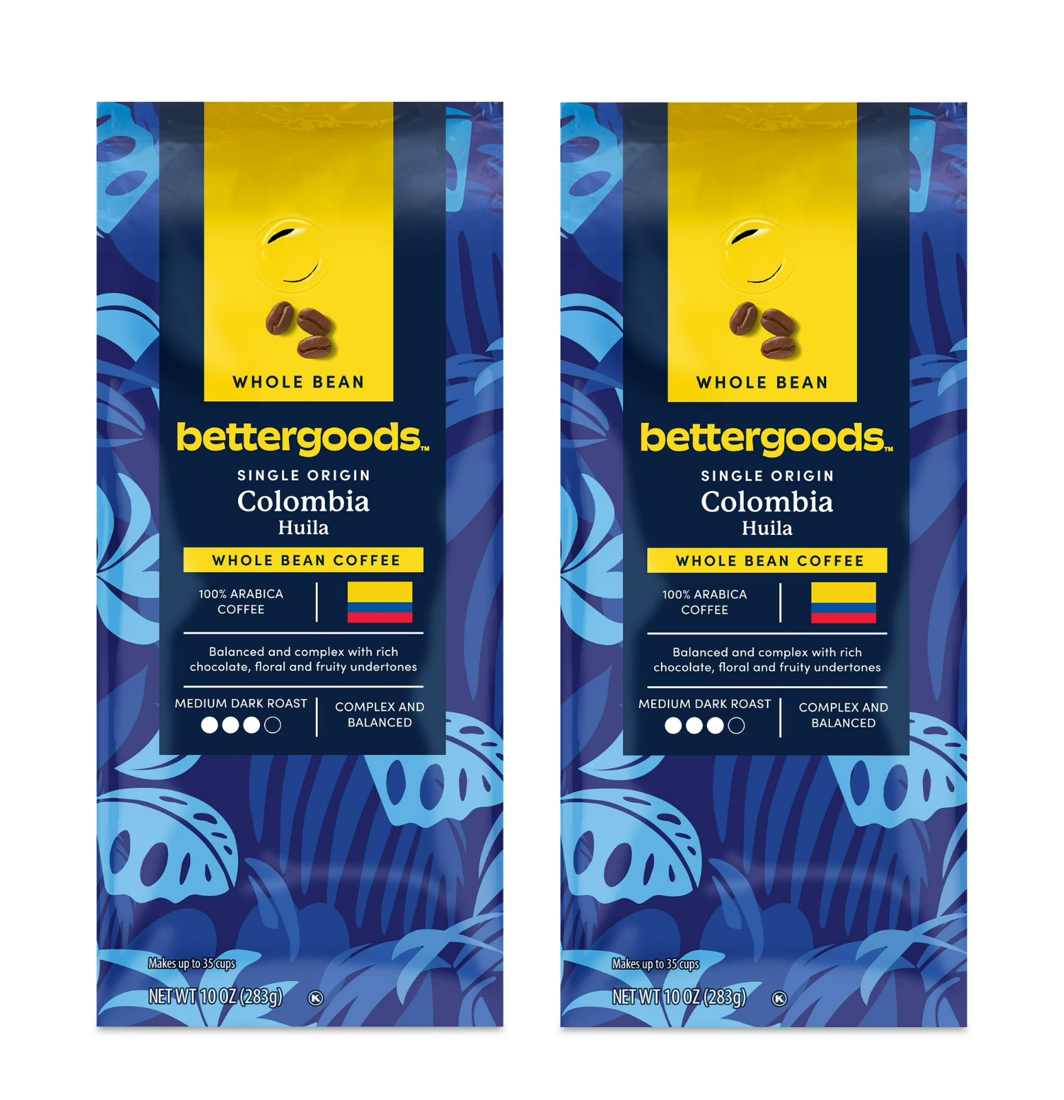 bettergoods Single Origin Colombia Whole Bean Coffee, Medium Dark Roast, 10 Oz.