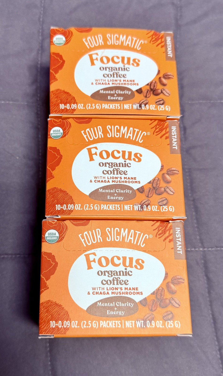 Lot 3 Four Sigmatic Focus Organic Instant Coffee Chaga Mushrooms Lion’s Mane 30