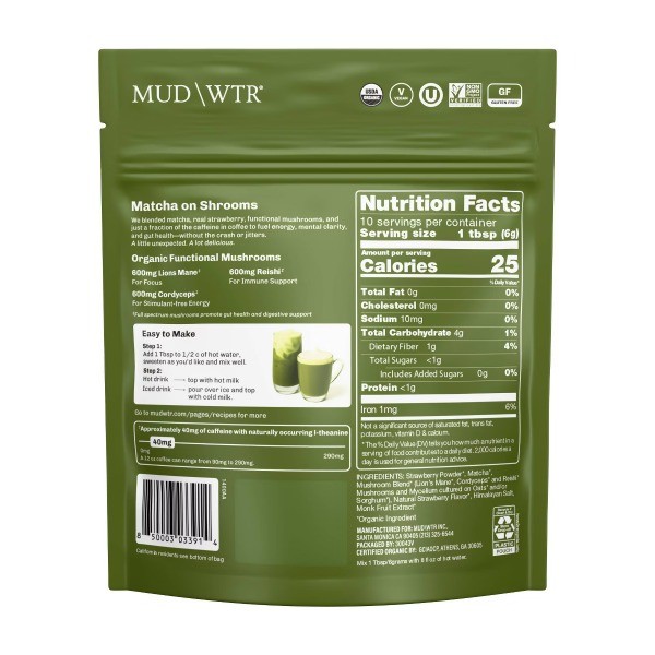 Organic Strawberry Matcha Mushroom Coffee Alternative – 2.1oz