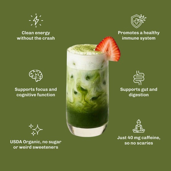 Organic Strawberry Matcha Mushroom Coffee Alternative – 2.1oz