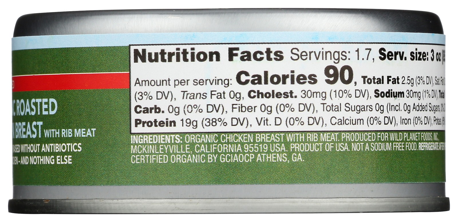 Organic Roasted Chicken Breast Wild Planet No Salt Added 5 Oz 12 Pack