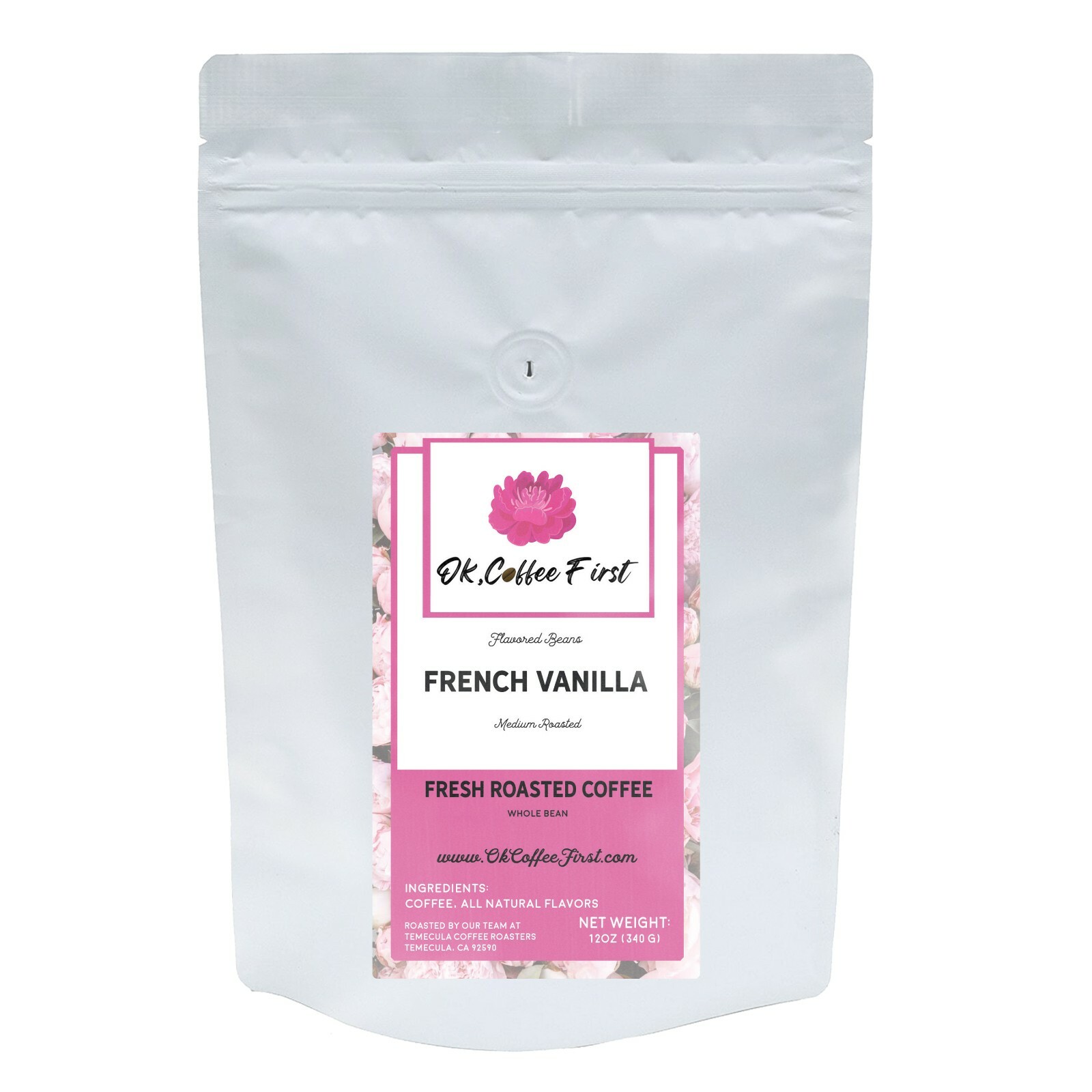 French Vanilla Flavored Coffee, Medium Roast Whole Bean, Fresh Roasted12 oz
