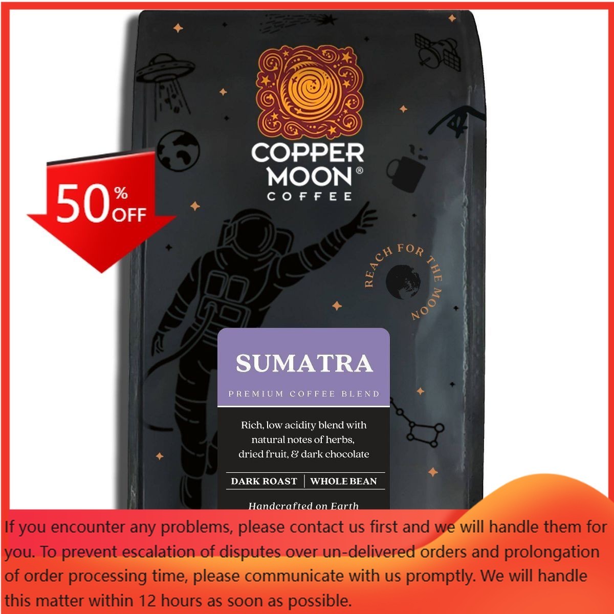 Copper Moon Sumatra Blend Dark Roast Whole Bean Coffee – 2lb
