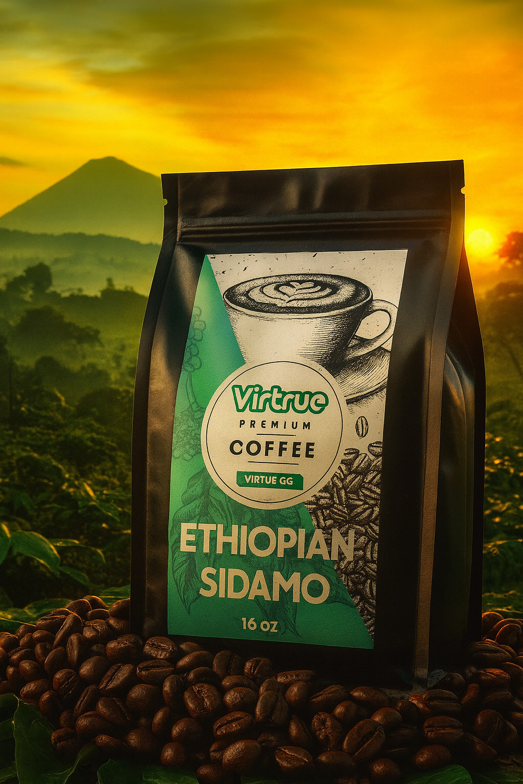 Ethiopian Sidamo Medium Roast Coffee 16oz – Ground/Whole Bean – Fast Shipping