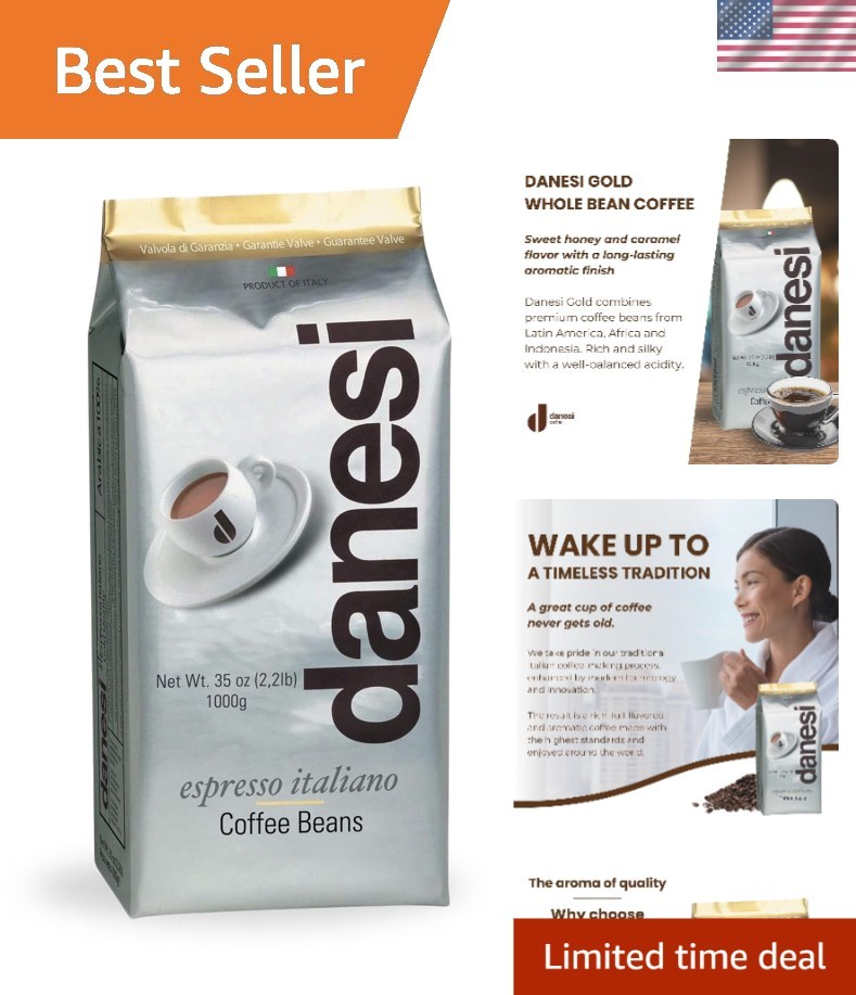 Danesi Gold Espresso Whole Coffee Beans – 2.2 lb Medium Roast with Honey Notes