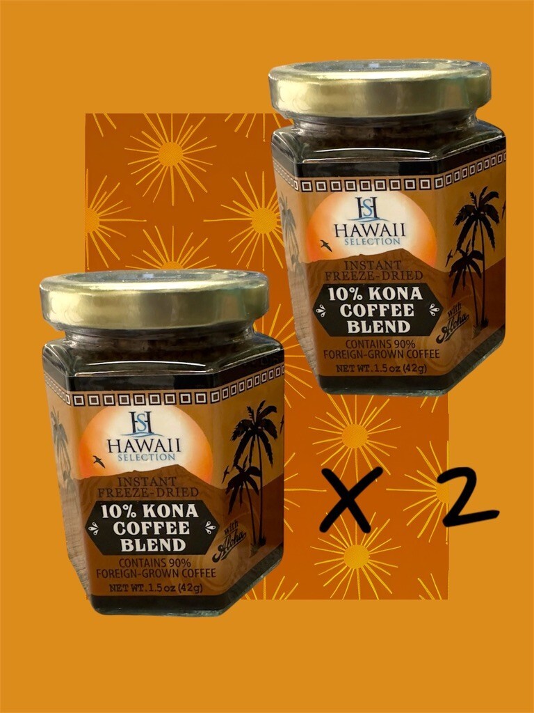 Hawaii SELECTION KONA COFFEE 10% Blend Instant Coffee 1.5oz X 2 JARS