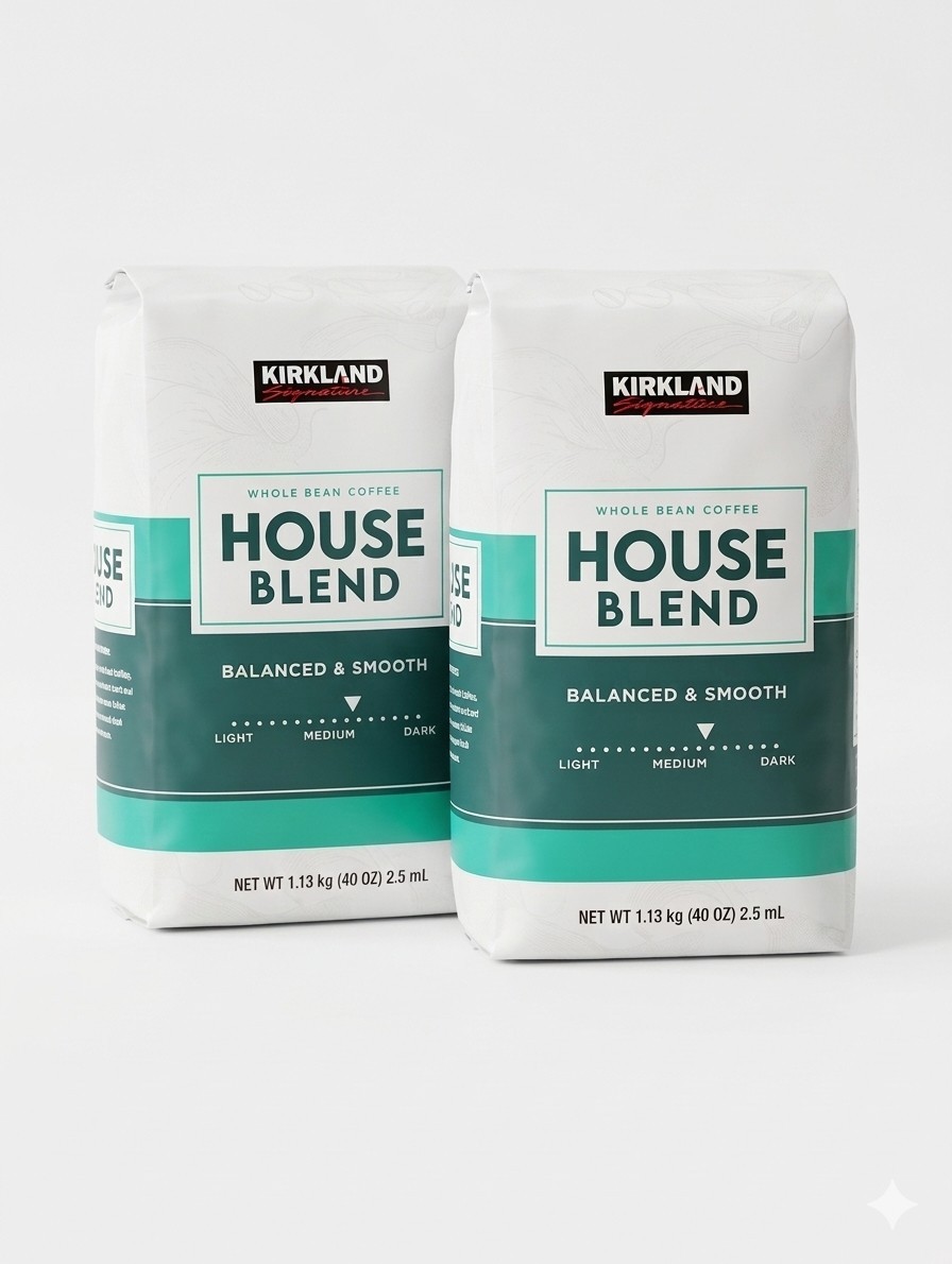 Kirkland Signature House Blend Whole Bean Coffee – 2.5 lb X 2 Pack (Total 5 lbs)