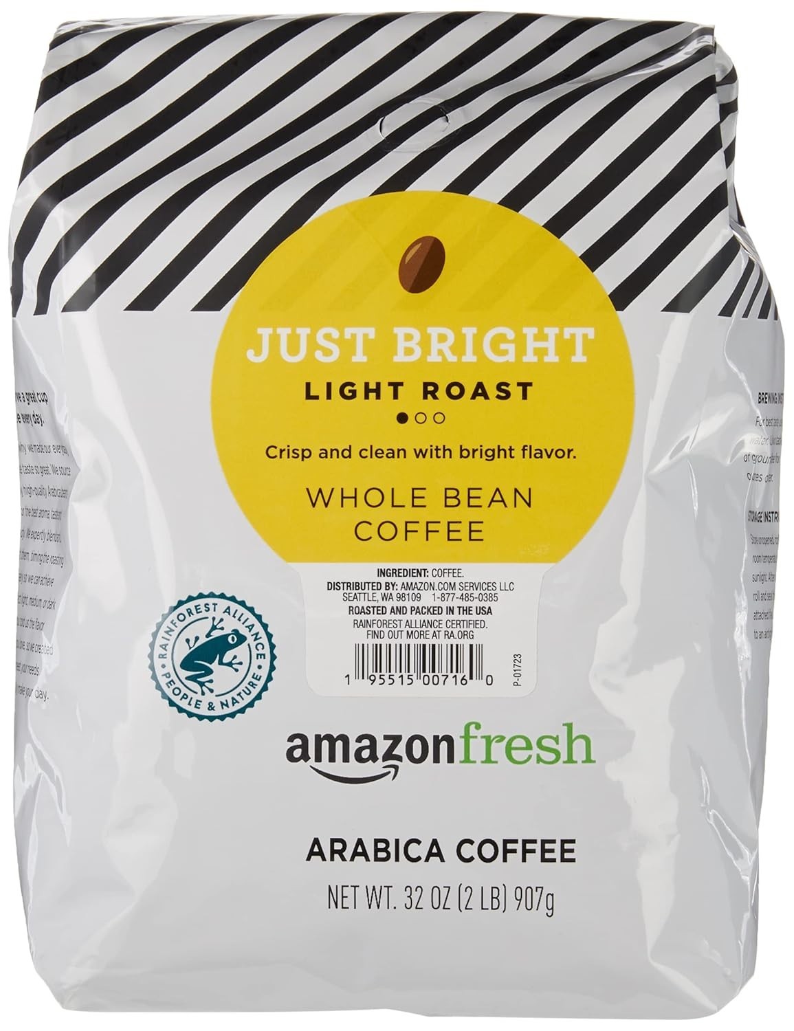 Fresh, Just Bright Whole Bean Coffee Light Roast, 32 Oz