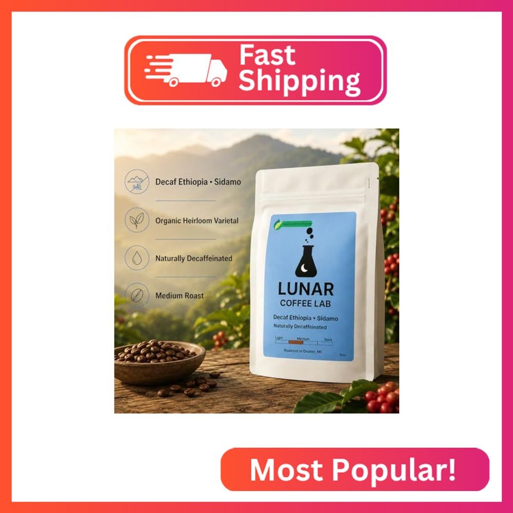 Lunar Coffee Lab Ethiopia Sidamo Heirloom Decaf Coffee, Medium Roast, Whole Bean