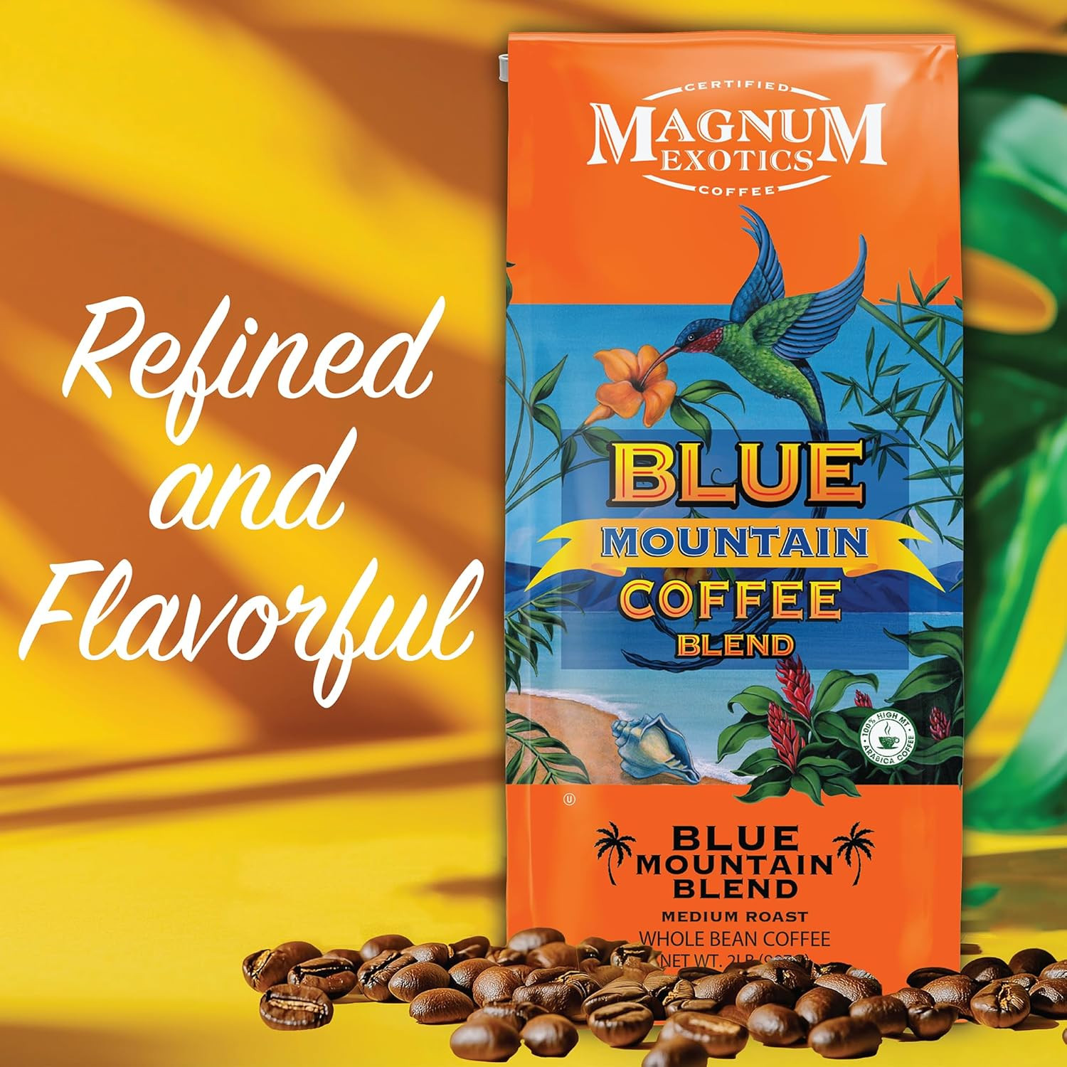 Coffee, Blue Mountain Coffee Blend – Medium-Light Roast, Whole Bean, Made from 1