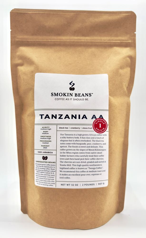 2lb/40lb – Tanzania AA – Specialty Grade – Premium Unroasted Green Coffee Beans