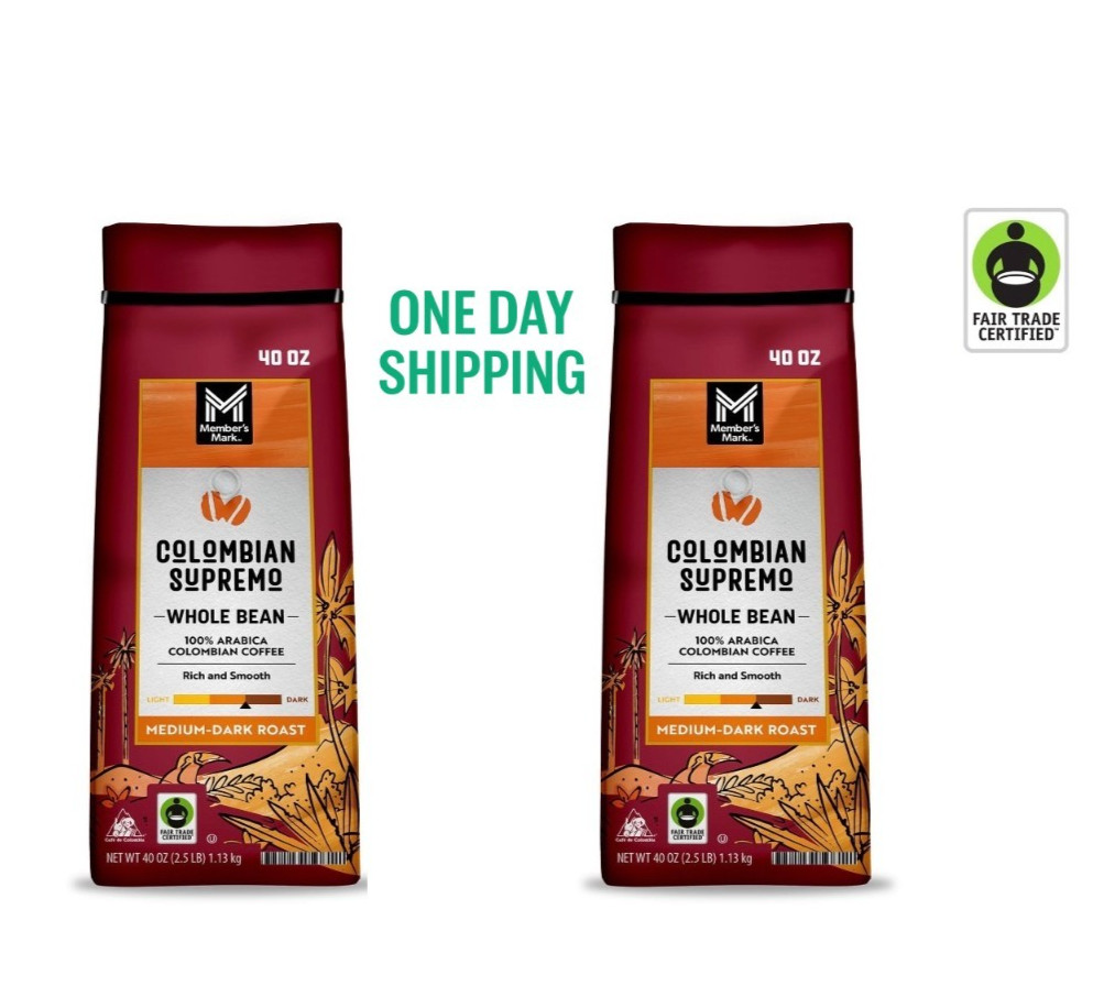 Member’s Mark Colombian Supremo Whole Bean Coffee 2 Pack 40oz Total Fresh Roast
