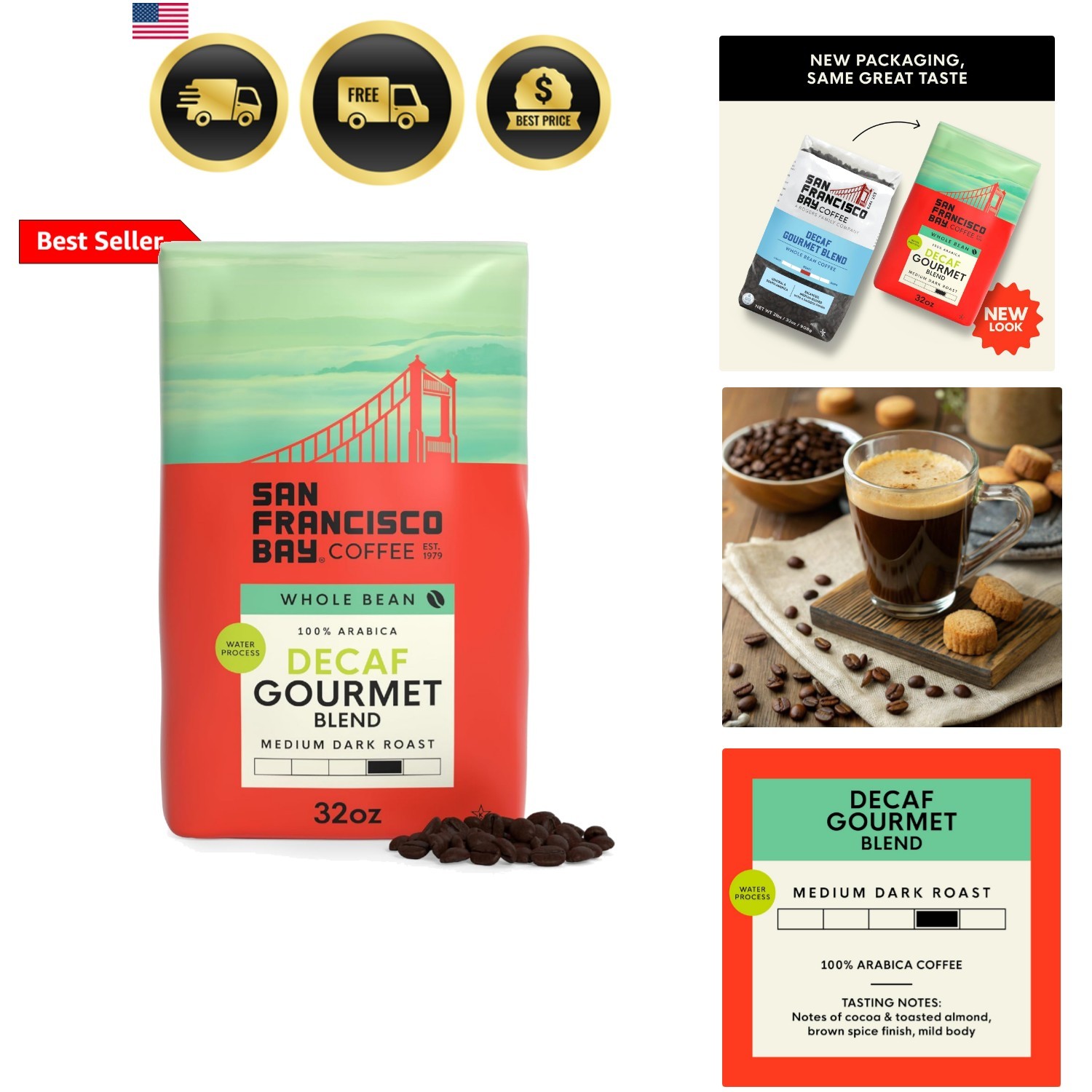 Coffee – Decaf Medium-Dark Roast Whole Bean Coffee – Decaf Gourmet Blend 2 lb…