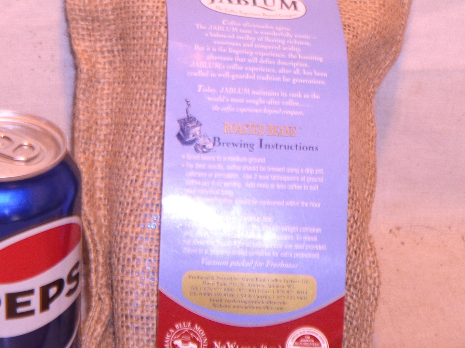 NEW SEALED 8 OZ BLUE MOUNTAIN CLASSIC JABLUM 100% JAMAICA ROASTED COFFEE BEANS