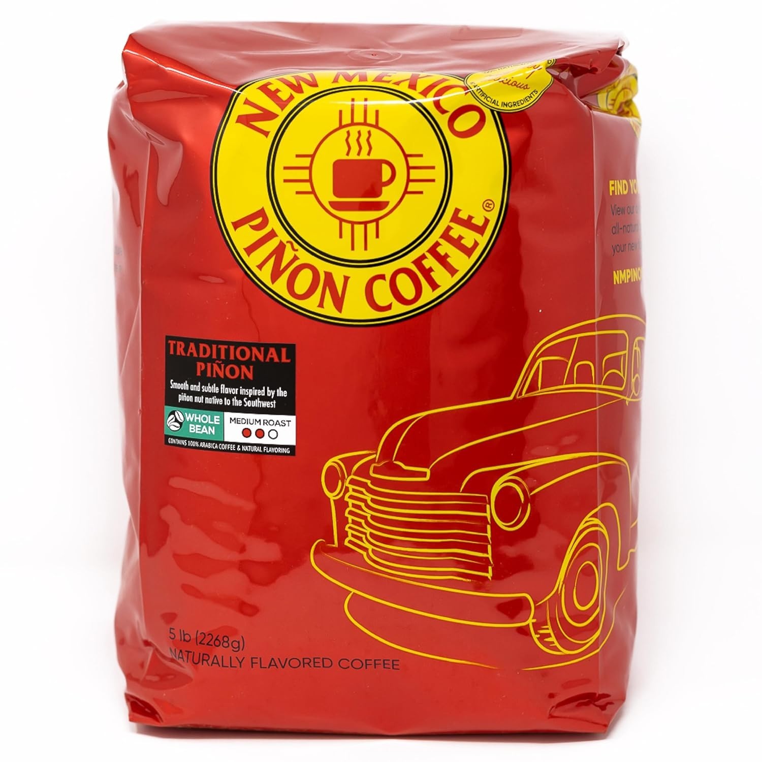Mexico Piñon Coffee Naturally Flavored Coffee (Traditional Piñon Whole Bean, 5