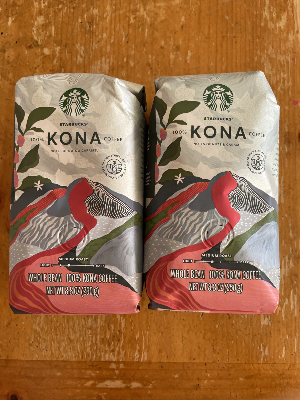 2 Bags Starbucks 100% Kona Whole Bean Coffee 8.8oz Each Hawaii Exclusive Ex 1/27