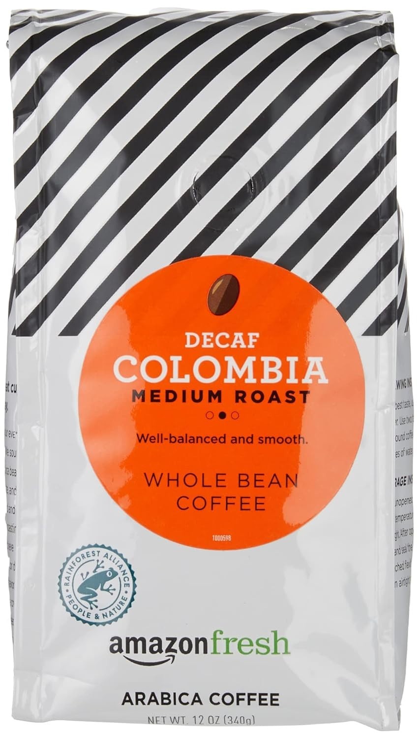 Smooth Decaf Colombia Medium Roast Coffee – Whole Bean, 12 Ounces of Flavor