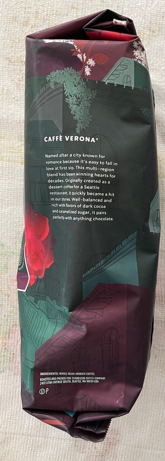 Starbucks 1 lb Bag Whole Bean Coffee Caffe Verona New