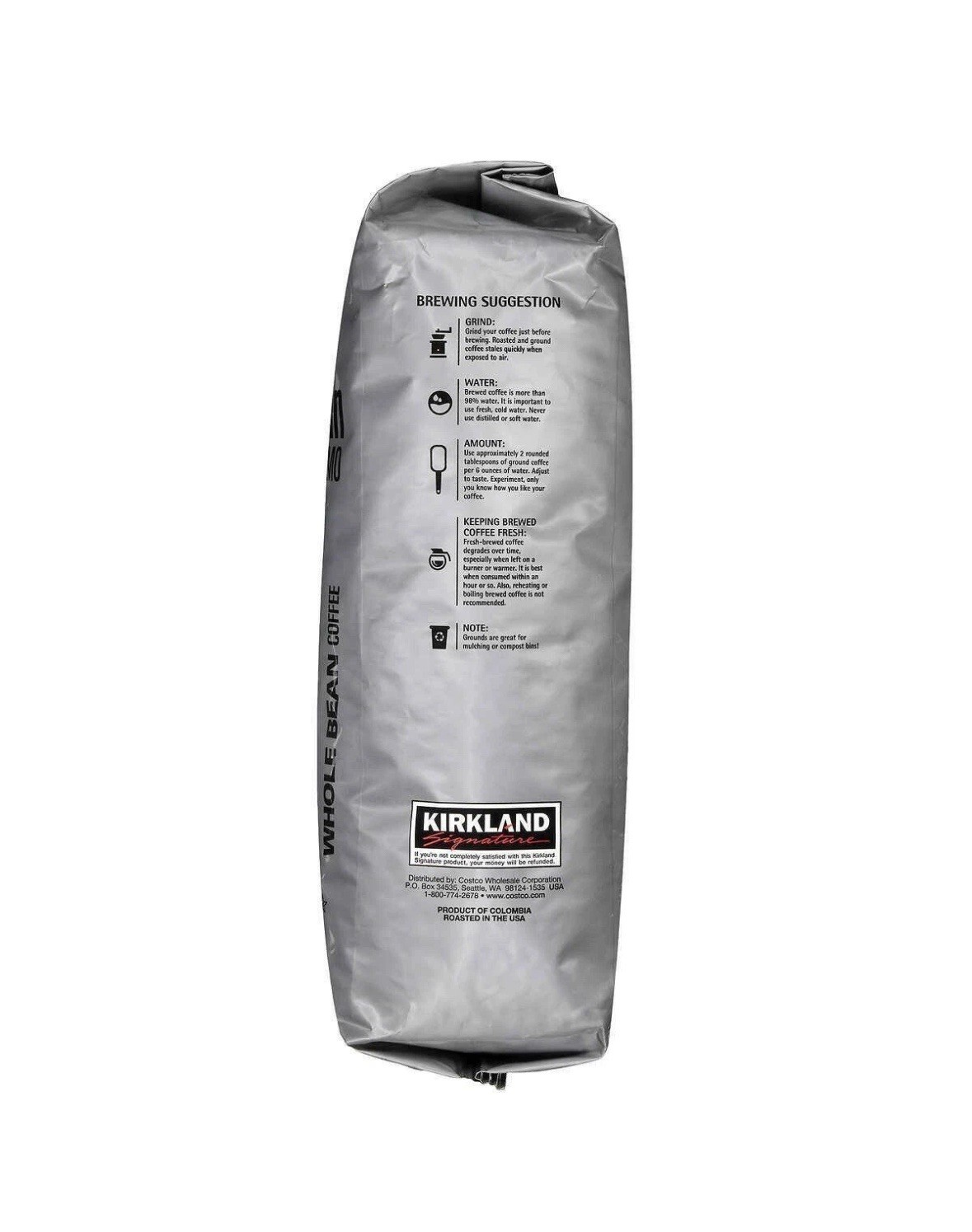Kirkland Signature Colombian Supremo Coffee, Whole Bean, 3 lbs Medium Roast USA